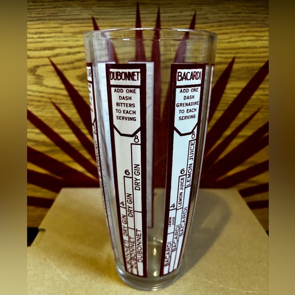 Vintage MCM Cocktail Recipe Glass Shaker - Picture 3 of 5